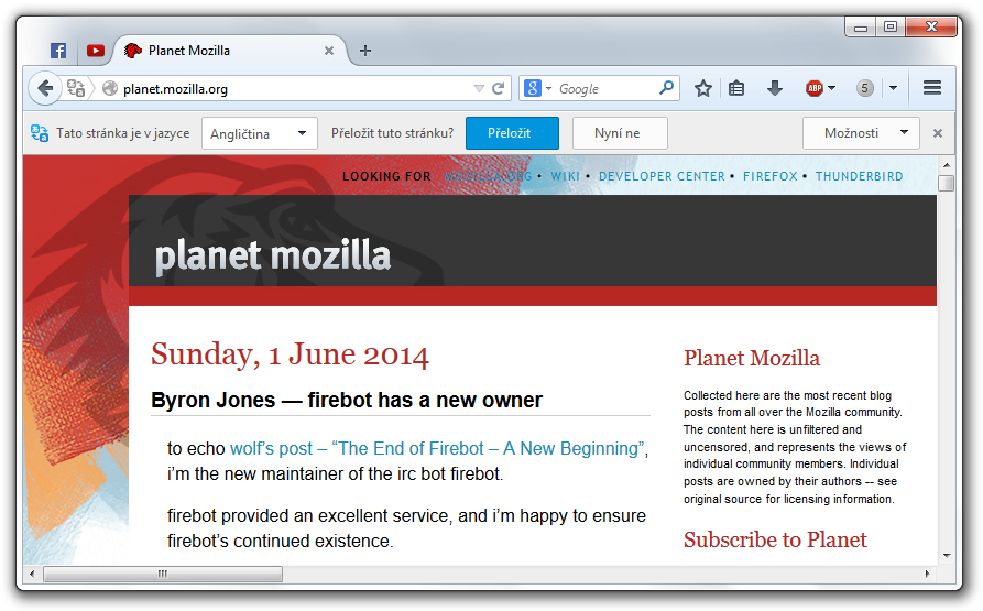Ve Firefoxu se objevuje integrovaný překladač stránek