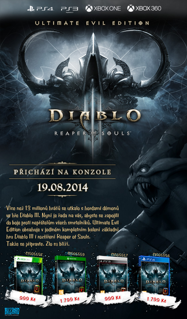 Diablo 3 Reaper of Souls přichází na konzole