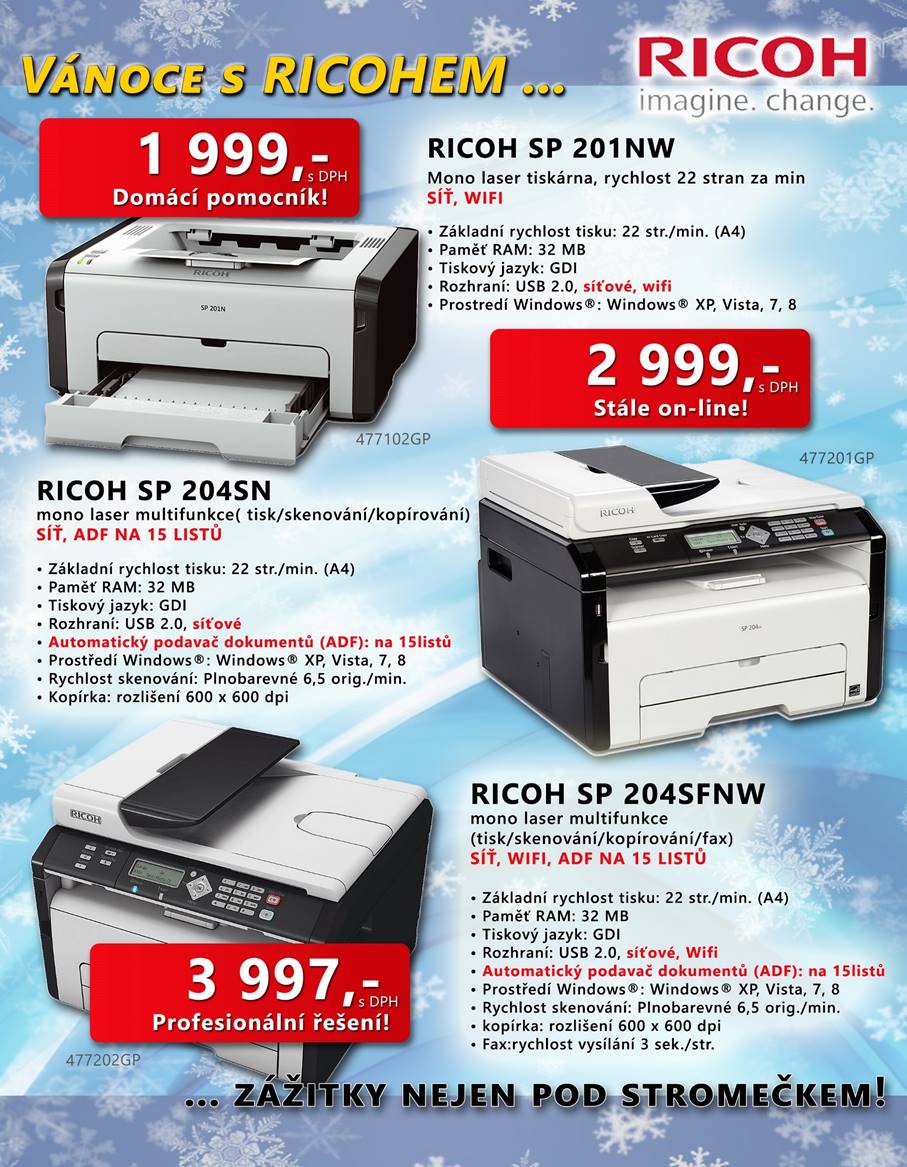 První Vánoce s tiskárnami RICOH