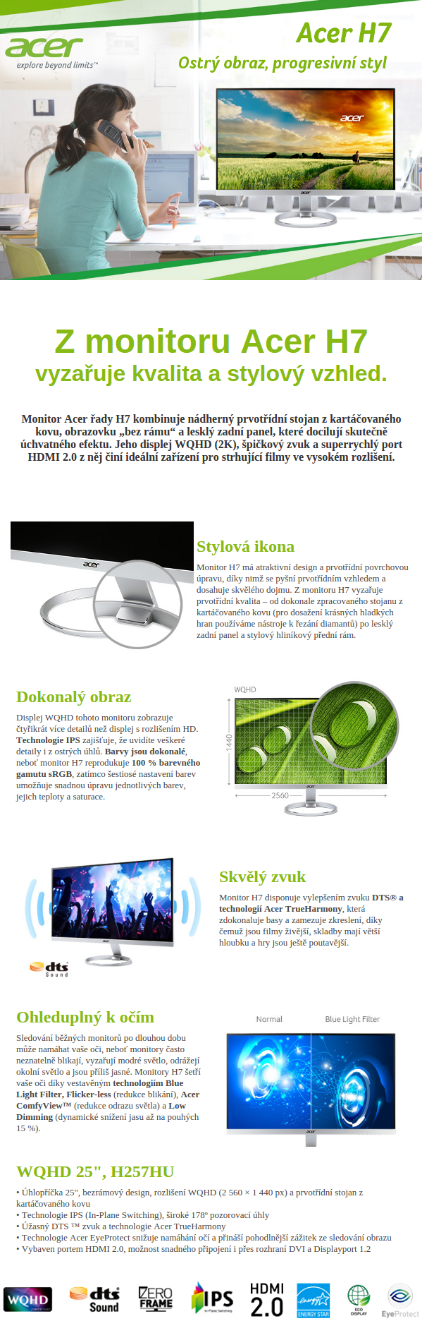 Acer H7 = Ostrý obraz, progresivní styl