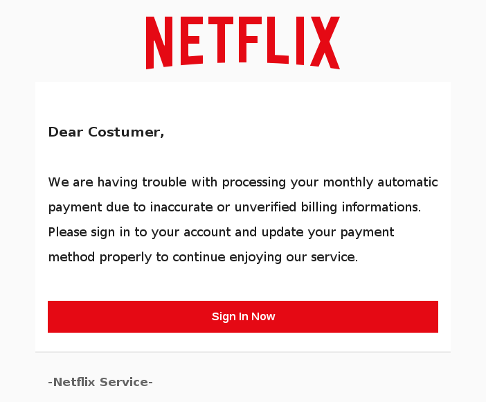 Phishing na uživatele Netflixu