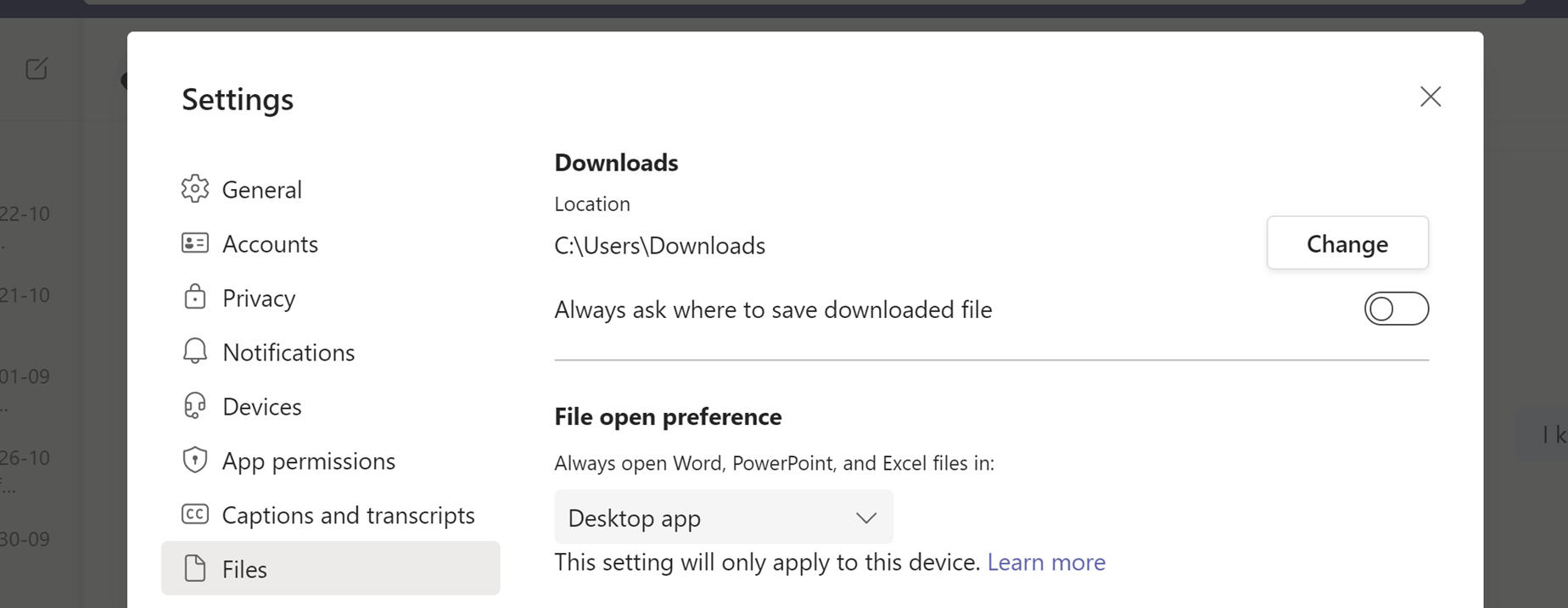 Choose preferred download location for files