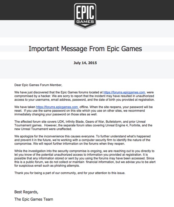 Hacknuto fórum Epic Games