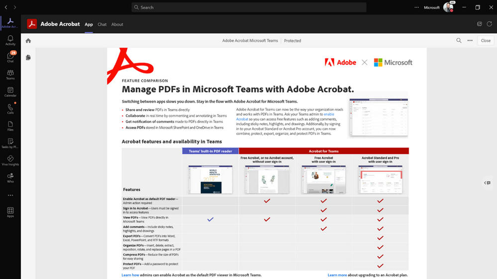 Manage PDFs in Microsoft Teams with Adobe Acrobat